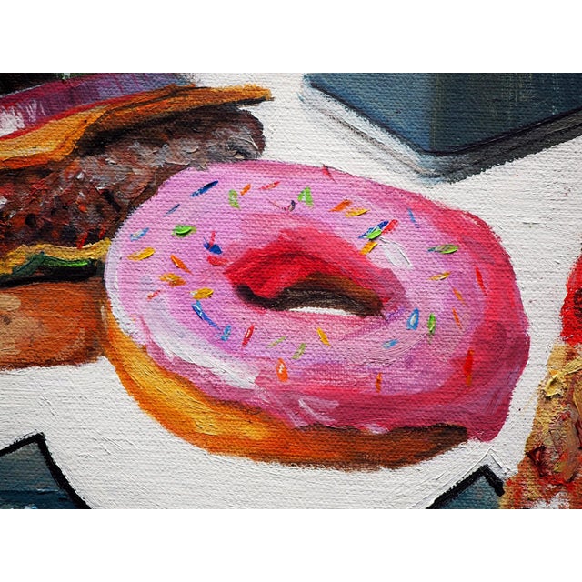 Enjoy the Temptations of the Past by Andreas Claussen | Oil on canvas Man dreaming of junk food. For Sale - Image 4 of 5