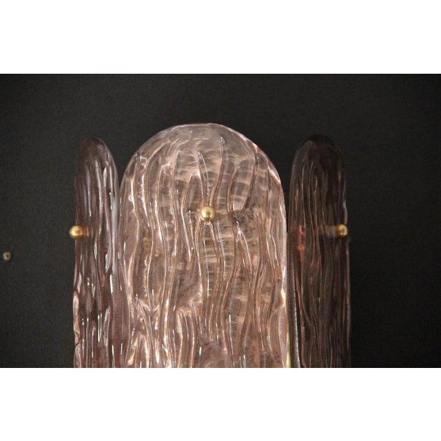 Pink Sculptural Murano Glass Wall Sconces in Powder Pink Hue, Italy, 2000s, Set of 2 For Sale - Image 8 of 15