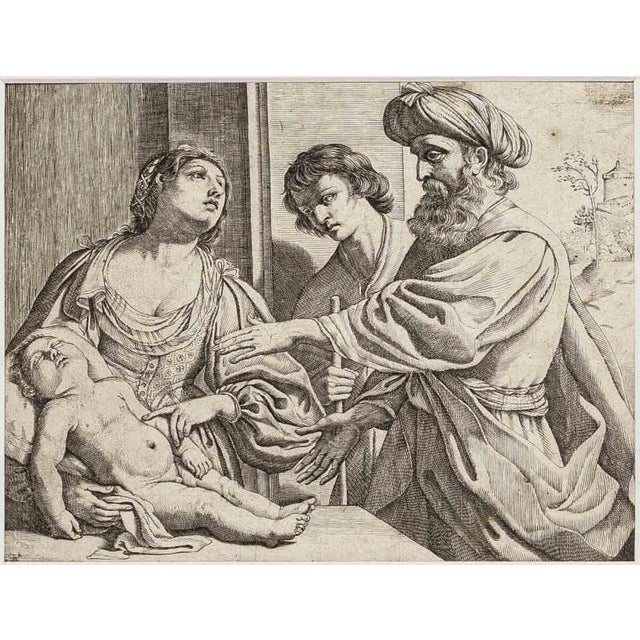 Giovanni Battista Pasqualini, Elisha Resurrects the Shunammite's Son, Etching, 1627 For Sale - Image 3 of 3