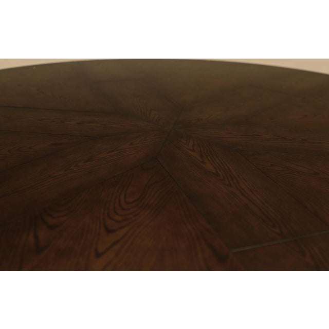 Large 100-Inch Round Jupe Table With Self-Storing Leaves,Burnt-Brown Dark Walnut Finish, Seats 8-12 People an ApExclusive by AntiquePurveyor For Sale - Image 10 of 13
