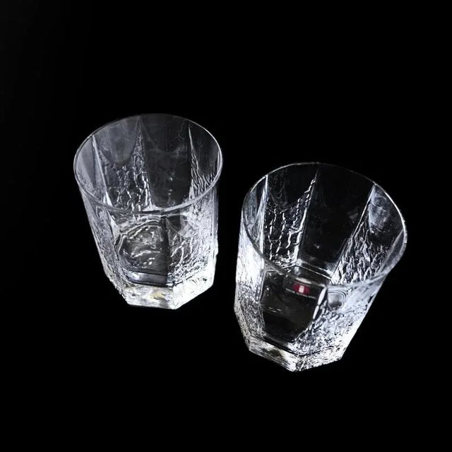 Retro Vintage Iittala whiskey glasses "KATINKA" from Finlande 1980s. Set of two. Height 7 Width 6