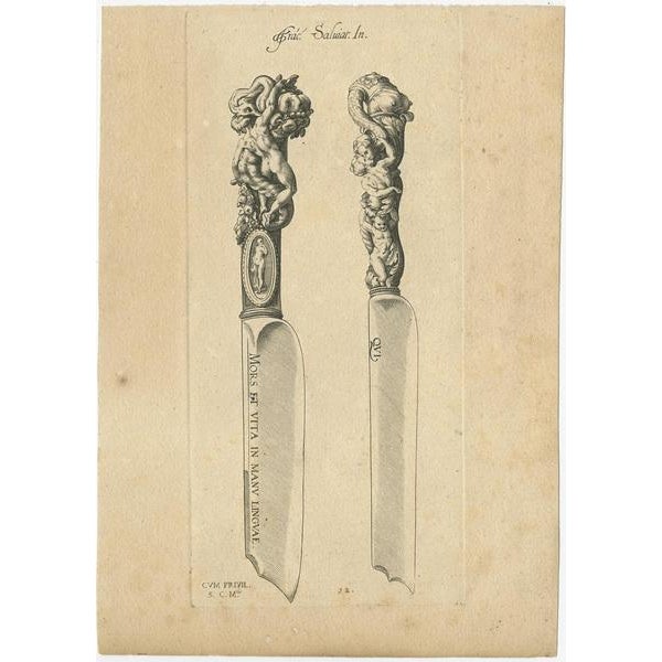 Decorated Knives, 1840, Paper, Set of 2 For Sale - Image 3 of 6