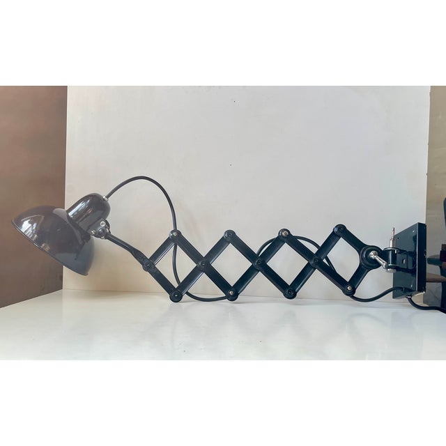 1950s Bauhaus Black Articulated Scissor Wall Lamp, 1950s For Sale - Image 5 of 12