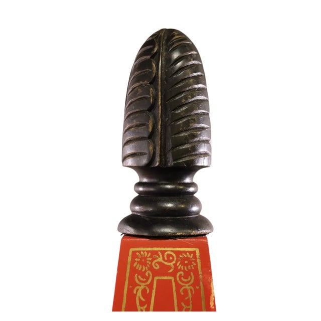 Mid 20th Century Pair 67" Painted Wood Hollywood Regency Obelisks With Gilt Detailing, C. 1960s For Sale - Image 5 of 6