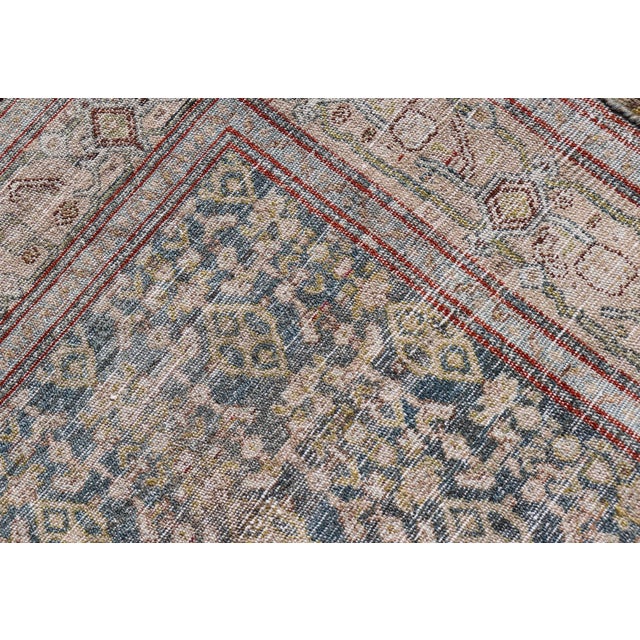 Antique Persian Senneh Rug With Soft Blue Field and Geometric Medallion For Sale - Image 13 of 13