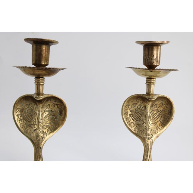 Vintage Pair of Brass Cobra Snake MCM Candlesticks 7 1/4” tall x 5” wide
