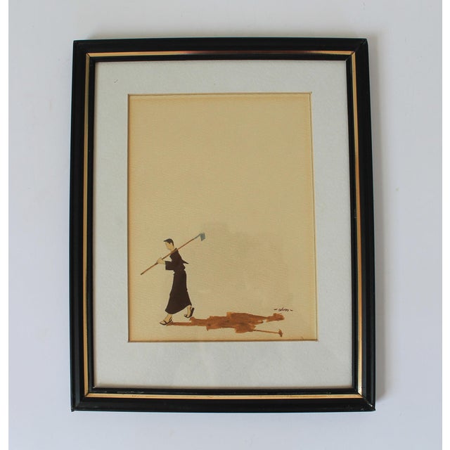 Vintage Framed Minimalist Watercolor Wall Art S/3 For Sale - Image 4 of 12