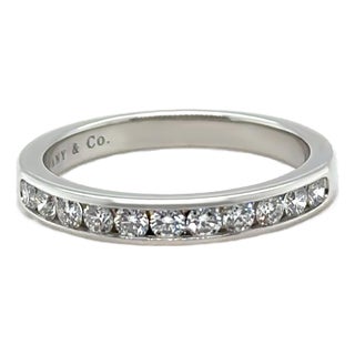 Tiffany & Co. Platinum Diamond Wedding Band 0.33ct 5.1g, Size 6.25 For Sale