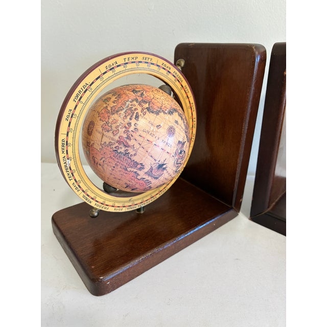 Vintage Old World Globe Wood Bookends, a Pair For Sale - Image 4 of 11