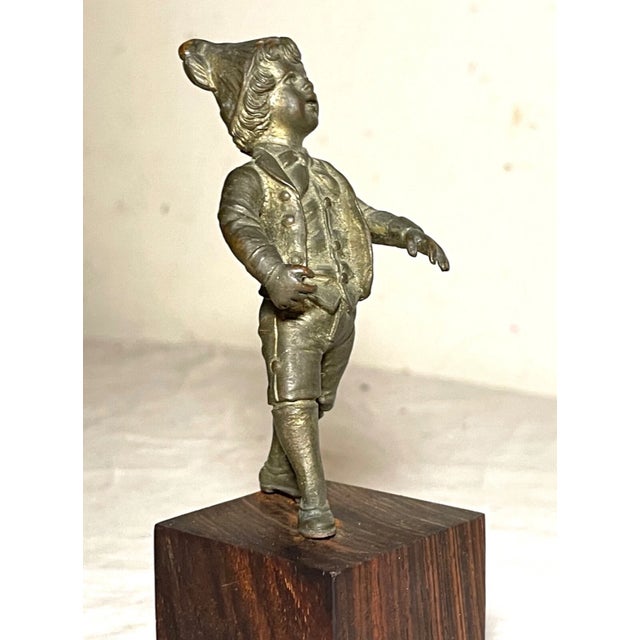 Quality Antique Miniature Gilt Bronze Boy Figural Mini Figure Statue Sculpture For Sale In New York - Image 6 of 13