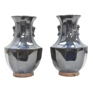 Pair of Blue Glazed Chinese Vases