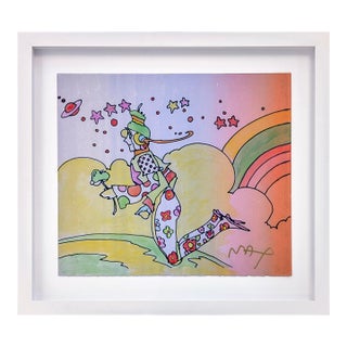 Peter Max, Cosmic Flyer Original Mixed Media Drawing, Watercolor on Paper, Signed For Sale