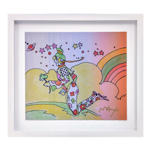 Peter Max, Cosmic Flyer Original Mixed Media Drawing, Watercolor on Paper, Signed