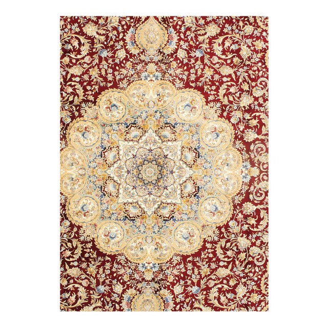 Persian Qum Design Viscose on a cotton foundation with a medallion This rug has a dense, soft pile, and excellent quality,...