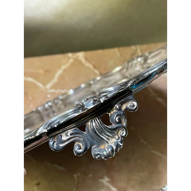 Art Nouveau Walker & Hall 1906 Sheffield England Silverplate Salver Footed Tray Plateau For Sale - Image 3 of 8