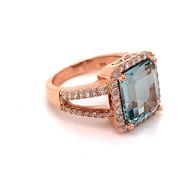 Natural Finely Faceted Quality Aquamarine Diamond Ring Size 6.5 14k Gold 6.25 TCW Certified $6,950 120672 This is a Unique...