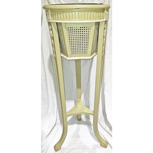 Late 20th Century French Caned and Painted Planter Plant Stand For Sale - Image 9 of 9