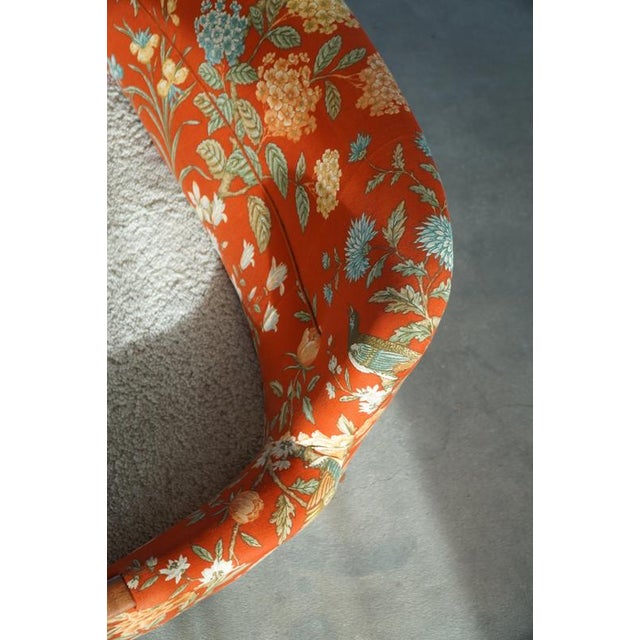 Mid-Century Modern Danish Curved Sofa in Floral Fabric and Lambswool, 1960s For Sale - Image 14 of 17
