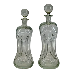 Pair of Holmgaard Glass Kluk Kluk Decanters by Jacob E. Bang