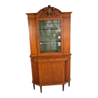Antique Satinwood Cabinet, Single Door and Feather Plumes at Top For Sale
