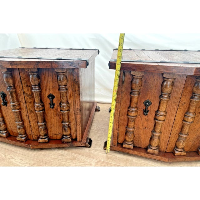 1960s Lane Furniture Cabinets, Side Tables Set, Rustic Spanish Revival, Mediterranean, 2 Pieces For Sale - Image 9 of 12