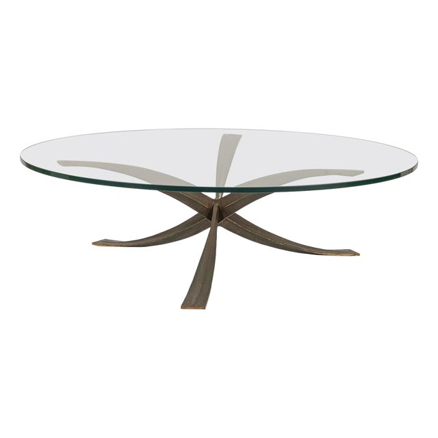 Vintage French Cocktail Table in Cast Bronze by Michel Mangematin, 1962 For Sale