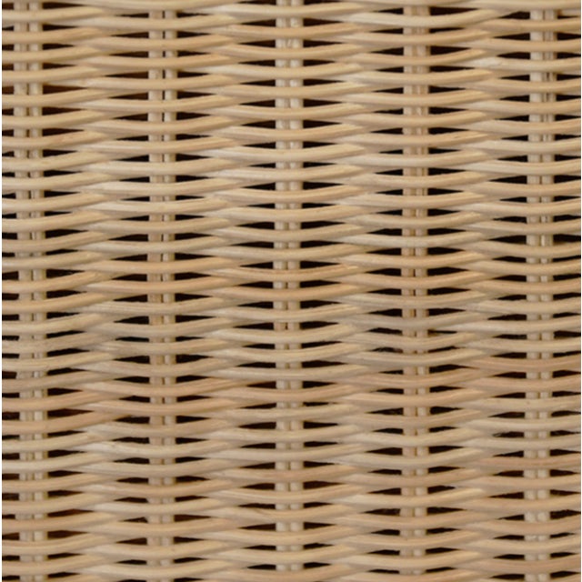 Worlds Away Matthew Izzo Home Giselle One Drawer Scalloped Rattan Rectangular Side Table With Glass Top For Sale - Image 4 of 6