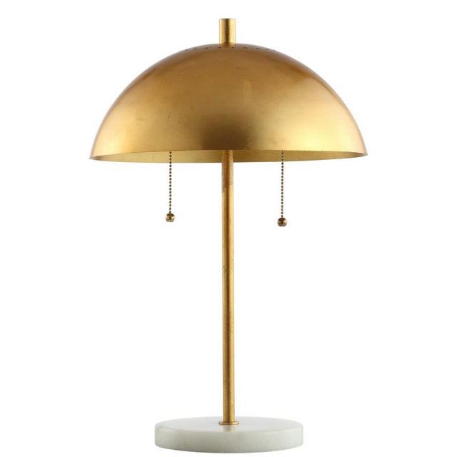 Dome Metal with Marble Base LED Table Lamp, Gold & White Chairish
