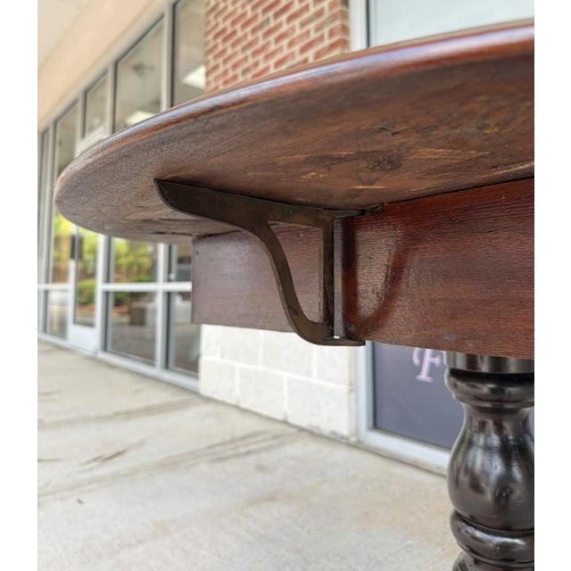 Antique Mahogany Drop Leaf Table With Pedestal Base For Sale - Image 12 of 14
