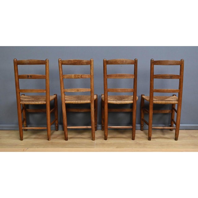 Cherrywood and Straw Chairs, Late 19th Century, Set of 4 For Sale - Image 10 of 18