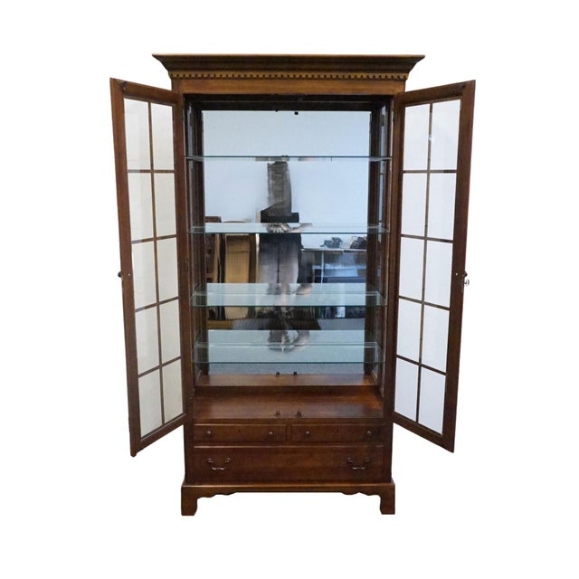 American of Martinsville American of Martinsville Solid Cherry Contemporary Traditional 44" Lighted Display Curio Cabinet 125-421 For Sale - Image 4 of 13