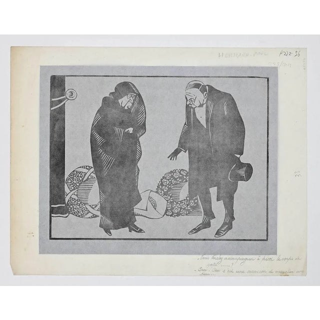 The Widow is an original Modern artwork realized by Hermann-Paul (Paris,1864 – 1940). Original woodcut on paper. Hand-...