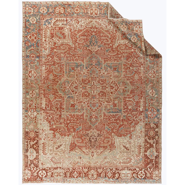 Vintage Circa 1940 Heriz Rug 9ft 1in X 12ft 6in For Sale - Image 16 of 17