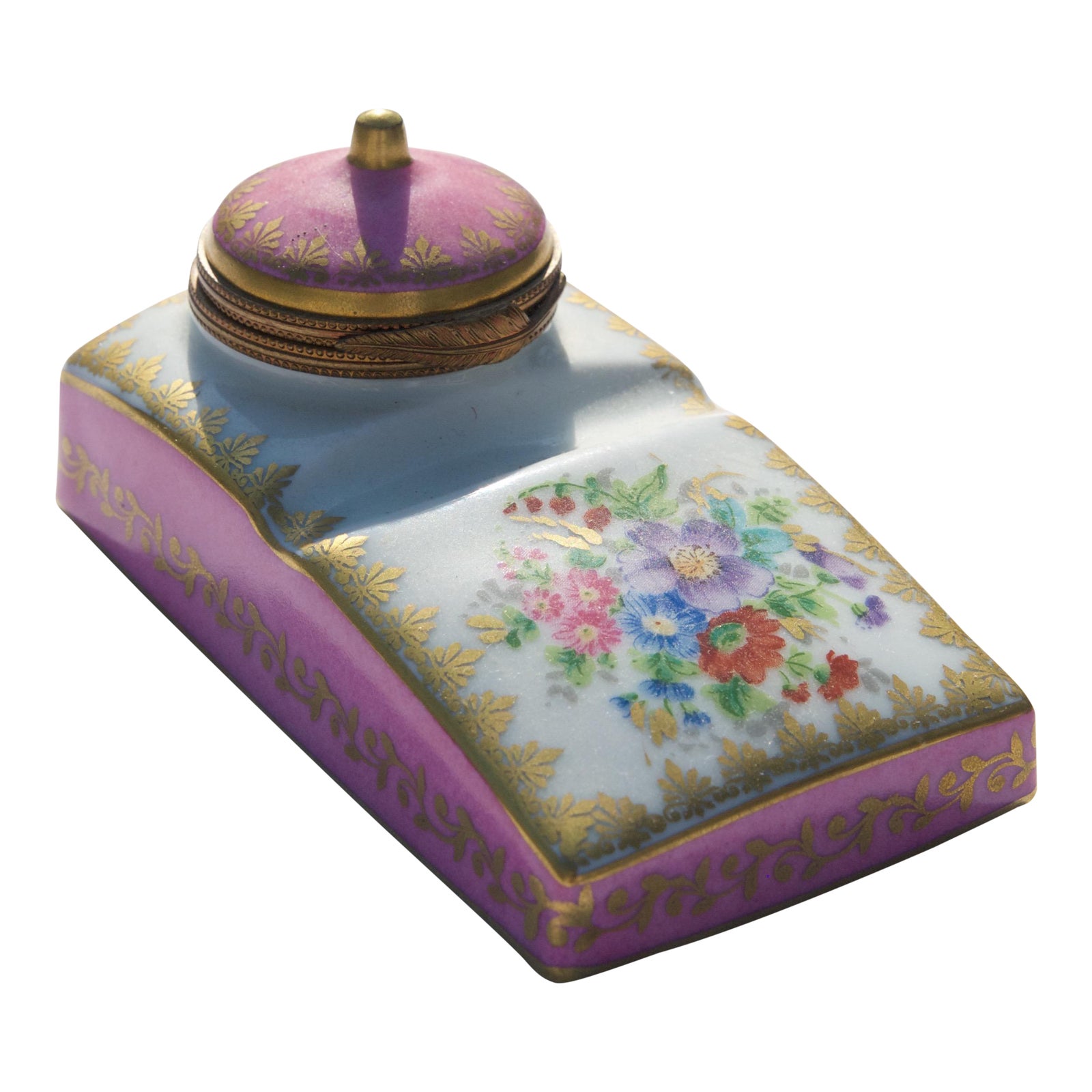 Late 19th Century HandPainted Porcelain Inkwell by Limoges Chairish