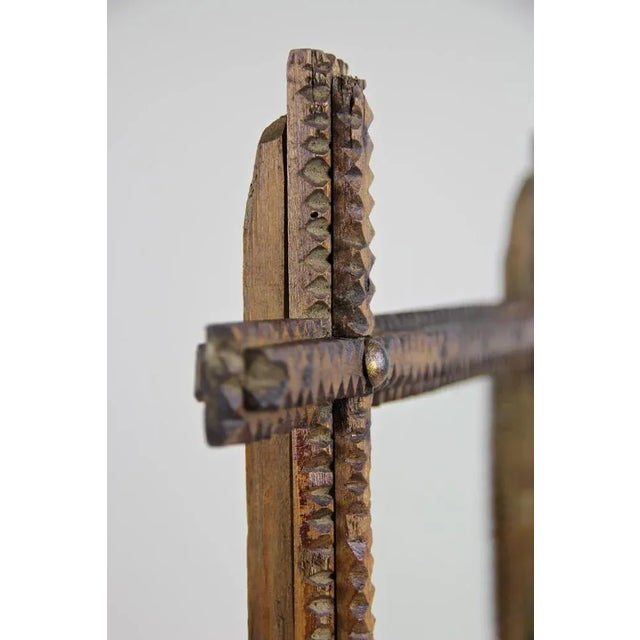 Austrian Hand-Carved Tramp Art Wall Mirror, 1870 For Sale - Image 5 of 13