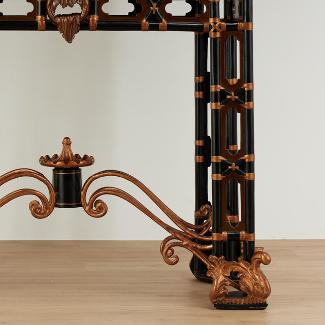 Vintage Chinese Chippendale Style Pagoda Glass Front Cabinet on Stand by Maitland Smith For Sale - Image 11 of 18