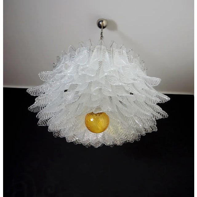Metal Large Murano Glass Chandelier, 100 Clear Felci Glasses For Sale - Image 7 of 10