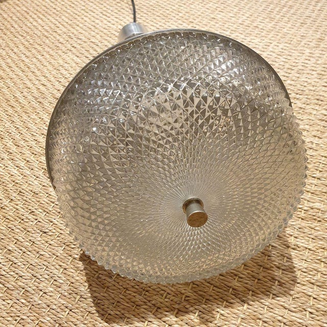 1970s Italian Glass Pendant Ceiling Lights - A Pair For Sale - Image 9 of 10