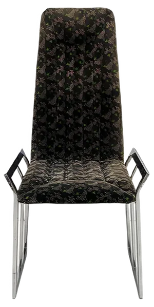 Mid-Century Chrome Steel and Velvet Dining Chairs, 1970s, Set of 4