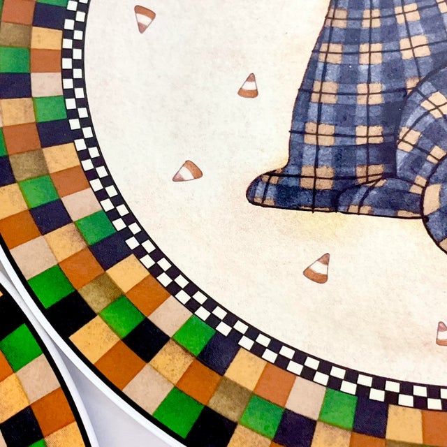 1990s Vintage Boho Chic Halloween Calico Cat Salad Plates - Set of 5. For Sale - Image 4 of 8