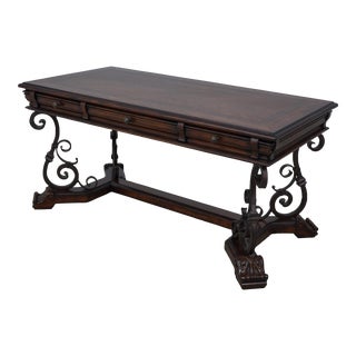 Stanley Continental Style Walnut Writing Desk For Sale