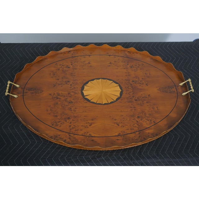 Age: Approx 40 Years Old Details: Quality Construction Large Impressive Tray Nice Inlay Work Throughout English Style...
