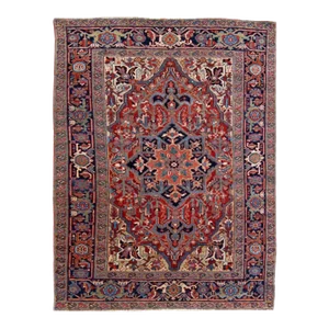 Antique Persian Heriz Handmade Allover Designed Red Wool Rug
