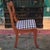 Duncan Phyfe Early 20th Century Duncan Phyfe Style Rose Carved Mahogany Side Chair Blue Gingham For Sale - Image 4 of 9
