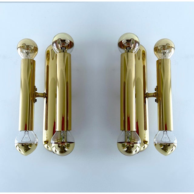 1970s Vintage Space Age Brass Sconces, 1970s, Set of 2 For Sale - Image 5 of 18