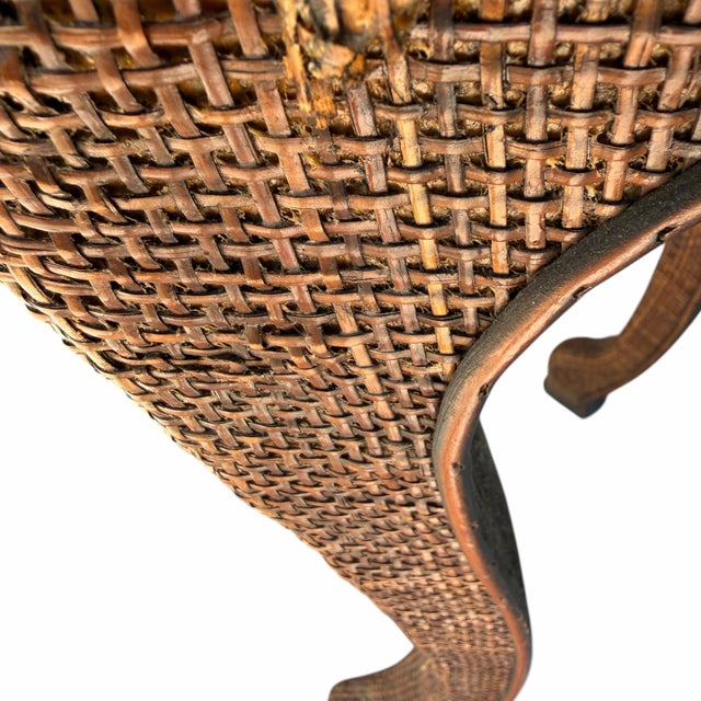 Wood Serpentine Front Woven Rattan and Grasscloth Console, Sofa Table or Desk For Sale - Image 7 of 10