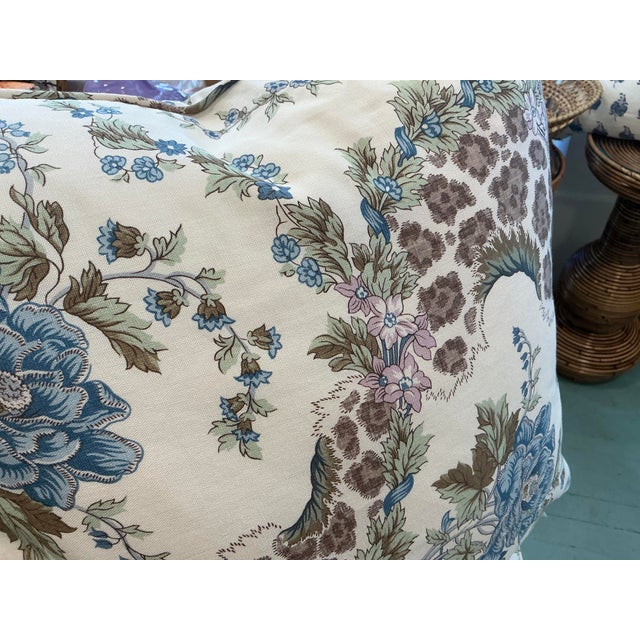 Add a touch of wild elegance to any room with this pair of custom square pillows crafted from premium Schumacher fabric....