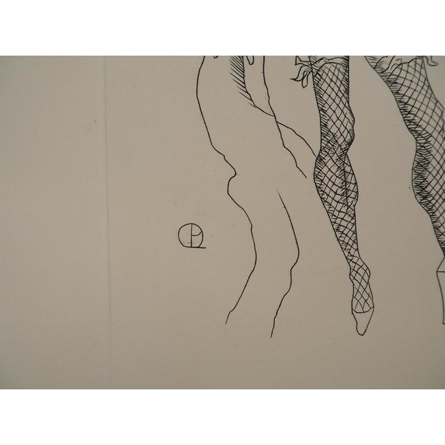 Modern Charles Picart Le Doux, Half Nude Lady in Fishnet Stockings, Copper Engraving For Sale - Image 3 of 7
