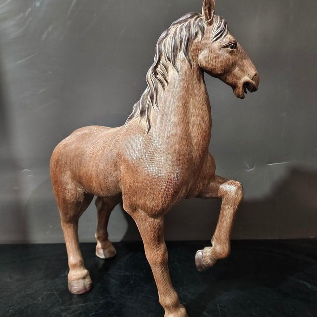 Chinese Large Vintage Shiwan Pottery Horse Sculpture - 21" Tall, Chinese Ceramic Figure For Sale - Image 3 of 9