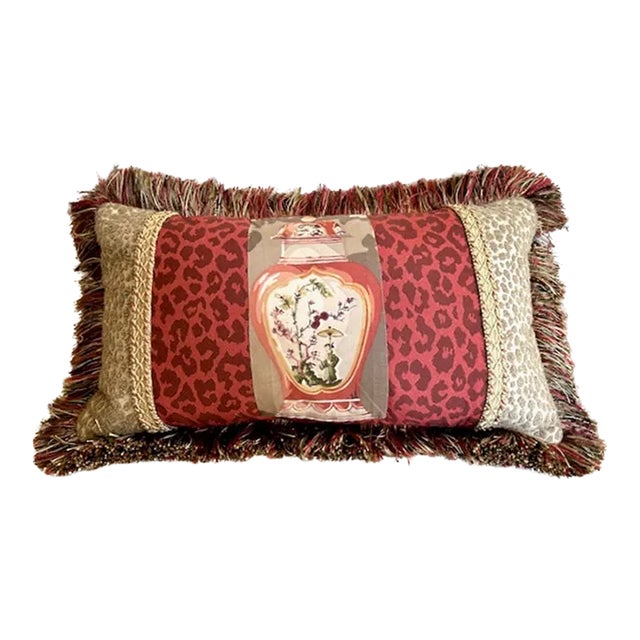 Jewel-Toned Decorative Lumbar Pillow For Sale